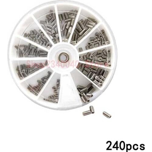 240Pcs M2 M2.5 M3 Stainless Steel Hexagon Hex Socket Set Screw Internal Hex Drive Cup Point Assortment Kit Headless Set Screw