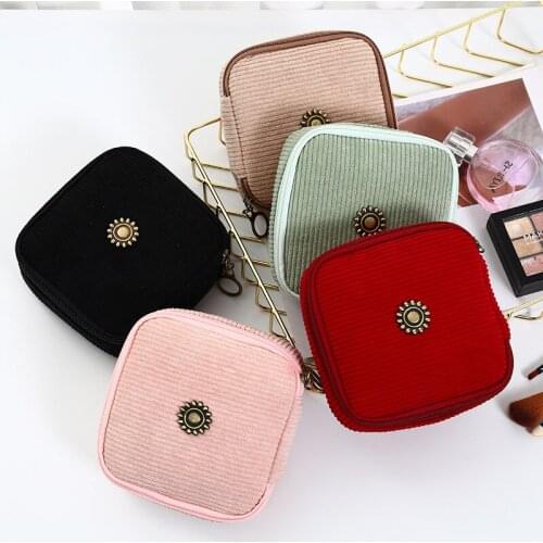 New Large-Capacity Sanitary Towel Storage Bag Pure Color Simple Aunt Towel Storage Bag Student Portable Sanitary Towel Bag