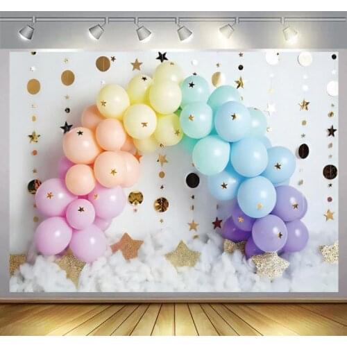 Cloud Stars Balloons Decoration 1st Birthday Scenic Backgrounds For Photography Newborn Baby Shower Kids Portrait Backdrops