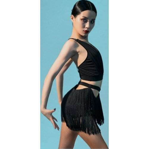 Latin Dance Dress Women Patchwork Tassel Sexy Latin Dance Skirt for Ballroom Samba Tango Chacha Belly Dancing Performamnce