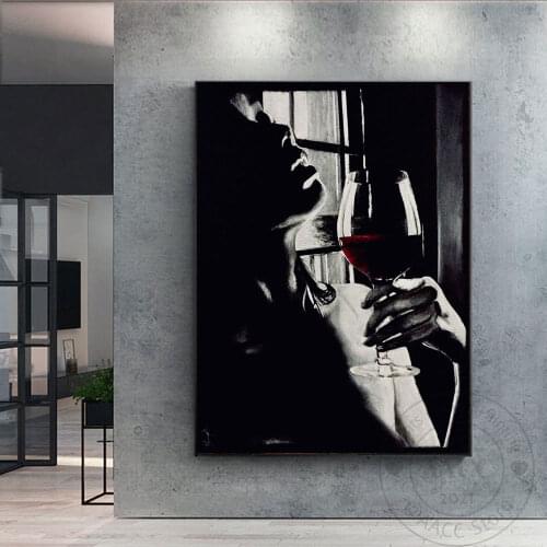 Sexy Women Wine Canvas Painting Girl Portrait Posters and Print Quadros Wall Art Picture for Living Room Home Decoration Cuadros