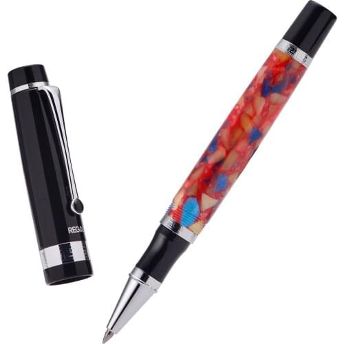 Regal WINDSOR Celluloid Rollerball Pen Amber Red with Refill Medium 0.7mm Gift Pen for Business Office School Graduation School