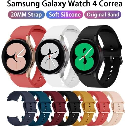 Original Silicone Strap for Galaxy Watch 4 44mm 40mm Silicone Band Strap for Samsung Galaxy Watch 4 Classic 46mm 42mm Curved End