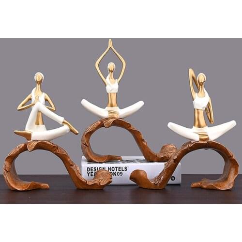 Luxury Resin White Yoga Girl Decoration Home Decoration Retro Character Figurine Crafts Shop Desktop Display Stand Birthday Gift