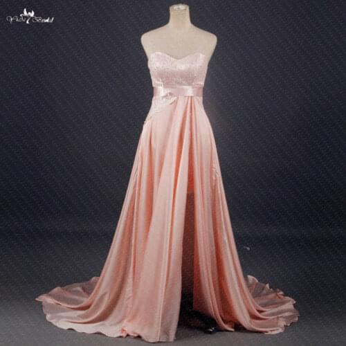 RSE273 Waist Split Evening Gown Yiaibridal Salmon High Low Dress Short Dress With Long Train