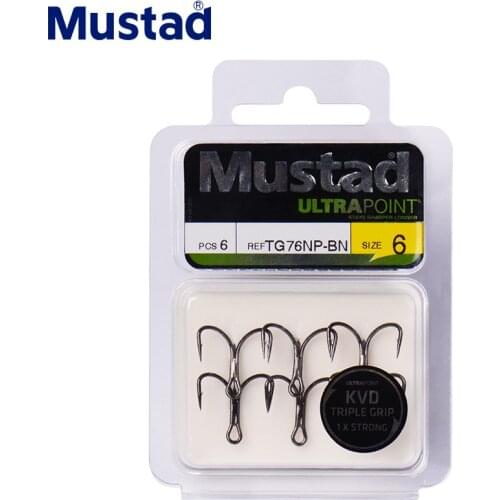 5 Pack Mustad TG76NP Fishing Hooks Strong Three Anchor FishHooks High Carbon Steel Treble Hooks Sea Carp Fishing Worm Lure Hooks