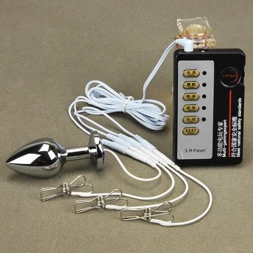 Sex Toys For Male Female Erotic Toys Anal Butt Electric Shock Stimulator Nipple Labia Clamps Electric Shock Vaginal