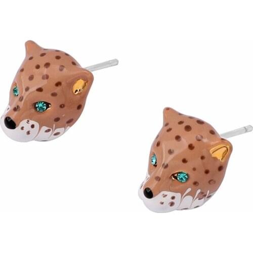 European and American New Fashion Personality Temperament Enamel Glaze Jewelry S925 Silver Needle Leopard Stud Earrings Earrings