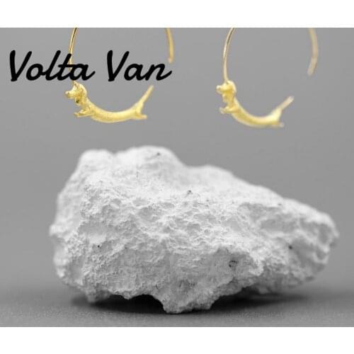Volta Van 2021 New Hoop Earrings 925 Sterling Silver Dachshund Dog Cute Fine Jewelry Party Gift Original Design Silver Earrings