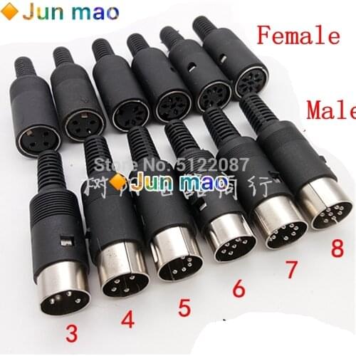 1Pcs Male/Female DIN Plug Socket Connector 3/4/5/6/7/8 PIN Chassis Cable Mount