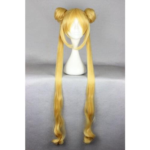 Sailor Moon Tsukino Usagi 100cm Long Blonde Yellow Heat Resistant Cosplay Costume Wig