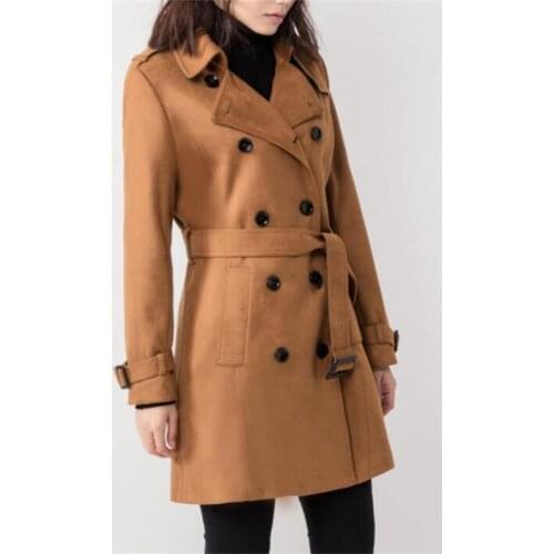 European spring ladies suede trench coat for women long sleeves coats womens casaco feminino overcoat woman jaqueta autumn khaki