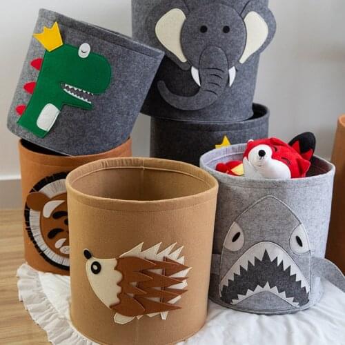 Felt Storage Basket Large Toy Storage Box Cute Lion Collapsible Toy Baskets Home Laundry Bucket Dirty Clothes Basket Organizer