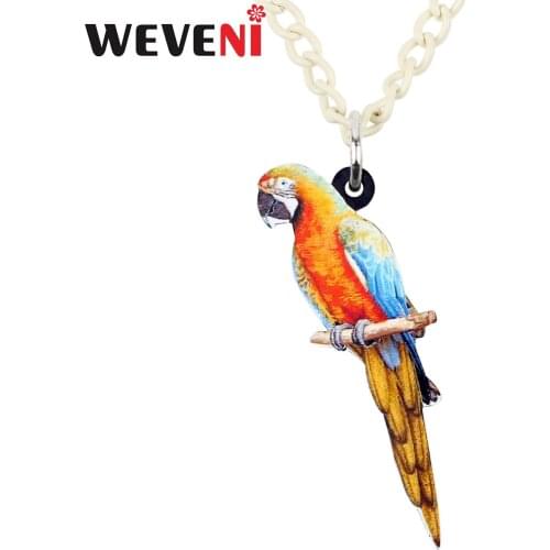 WEVENI Acrylic Tropic Parrot Bird Necklace Pendant Chain Collar Novelty Animal Jewelry For Women Girl Gift Wholesale Accessories