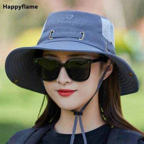 Womens Bucket Hat Outdoor Cycling Breathable Mesh Solid Fishermans Hat Travel Anti-UV Sun Hat Wide Brim Boonie Hat Fishing Cap