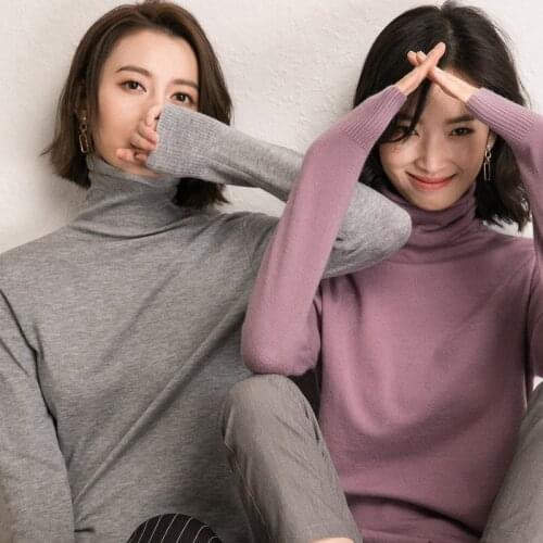 Cashmere Turtleneck Sweater Women For Autumn Winter 2020 Slim Sweater Women Pile Collar Knitted Bottoming Knit Sweater Women