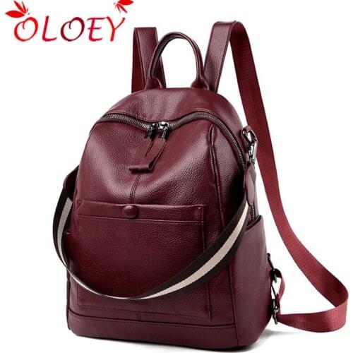Backpacks For Women Imitation Leather Backpack Female Shoulder Zipper School Bags For Teenage Girl Litchi pattern Book Backpack