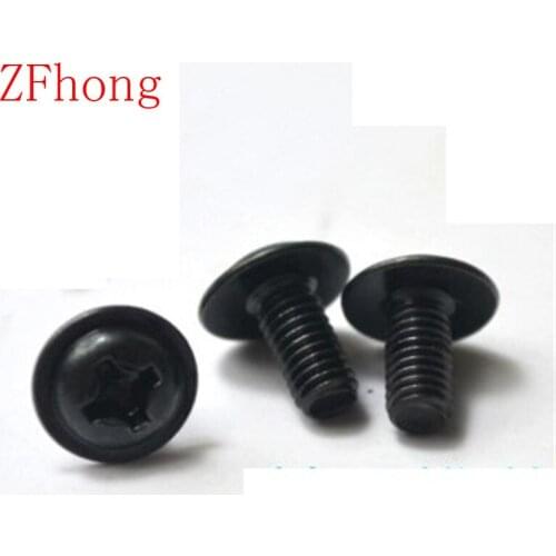 100pcs M2 M2.5 M3 steel with balck round pan phillips flange washer head machine screw