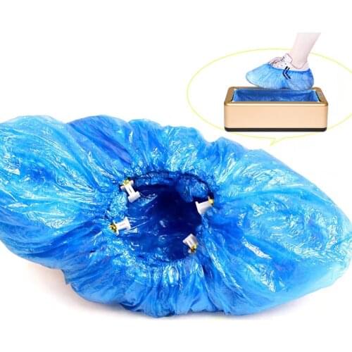 100PCS Disposable Booties PE Shoe Cover for Automatic Shoe Cover Machine t Buckle Automatic Disposable Shoe Covers Overshoes