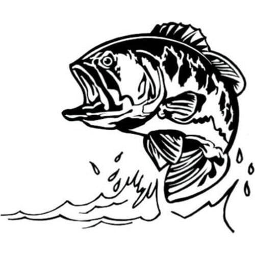 16*13.4CM LARGE BASS Fish Fashion Creative Window Decorative Decals Classic Motorcycle Car Sticker C6-1314