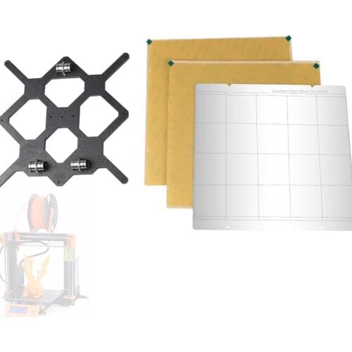 3D Printer Accessories Steel Plate+2 Pieces of Pasted PEI+Y-Axle Support Plate Kit Prusa I3 MK3 Heated Bed MK52 Steel Plate