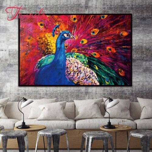 Touoilp 5D Animal peacock 5d diamond embroidery square&round diamond sets decorative diy diamond painting mountain