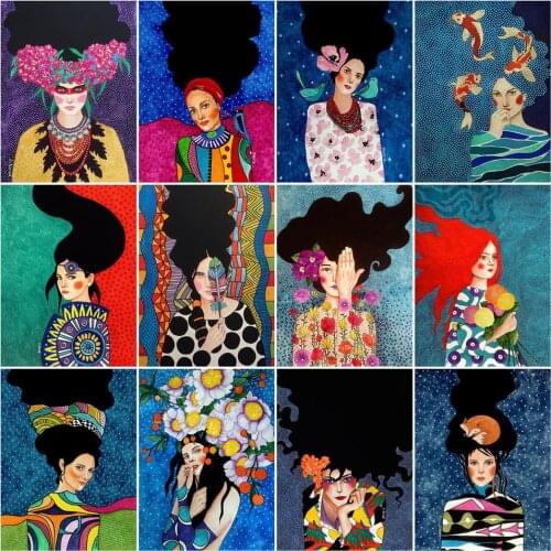 AZQSD DIY Paint By Number Canvas Kits Girl Handpainted Gift Unframe Oil Painting By Numbers Portrait Decor For Home