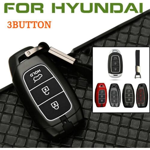 Alloy Carbon Remote Key Fob Case Shell cover For Hyundai Tucson Ix35 Santa Fe La Festa Fob Cover Keychain Holder Protector Bag