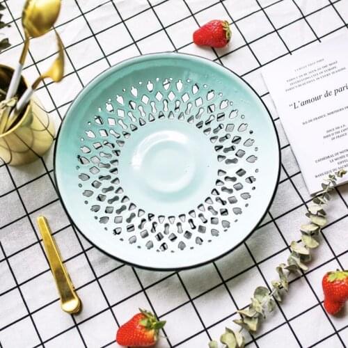 Enamel Tray Fruit Plate Vegetables Plate Food Bakset Drain Bakset fruit basket