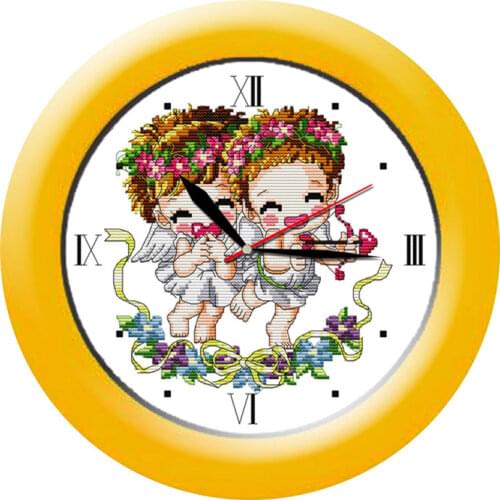 Love angel cross stitch kit 14ct 11ct count print canvas wall clock stitches embroidery DIY handmade needlework plus