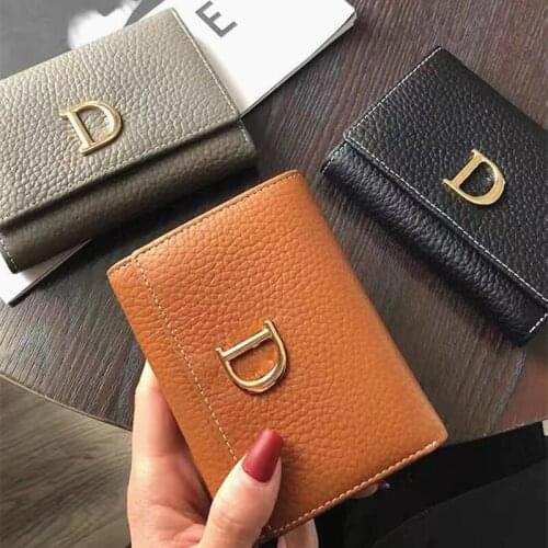 Large-capacity Multi-card Leather Wallet Female Short Niche Design Retro Simple Mini RFID Card Holder Purse Carteras Para Mujer