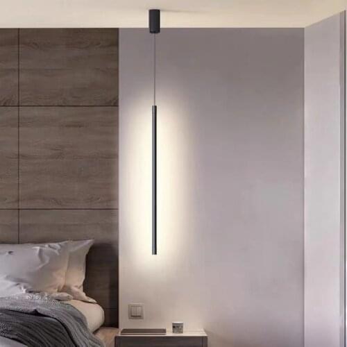 Minimalist Bedroom Bedside Pendant Light Modern Living Room TV Wall LED Pendant Lamp Geometry Line Strip Hanging Light Fixtures