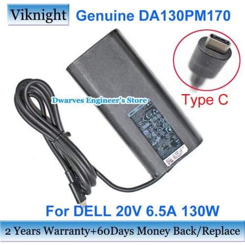 Genuine DA130PM170 HA130PM170 20V 6.5A Laptop Adapter Power Supply For Dell XPS 15 9500 9700 9570 9575 2-in-1 XPS 17 Charger