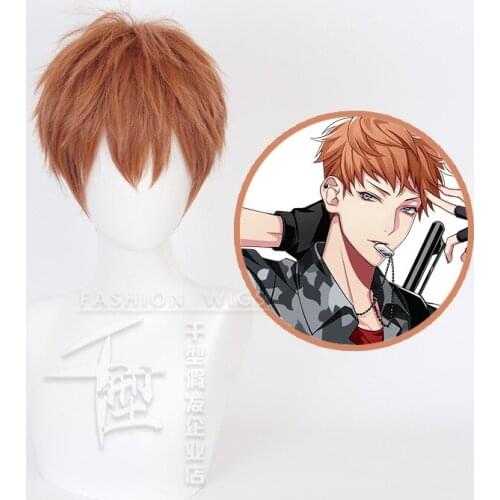 Busujima Meison Riou Division Rap Battle Hypnosis MIC Cosplay Short Heat Resistant Synthetic Hair Wigs +Free Wig Cap