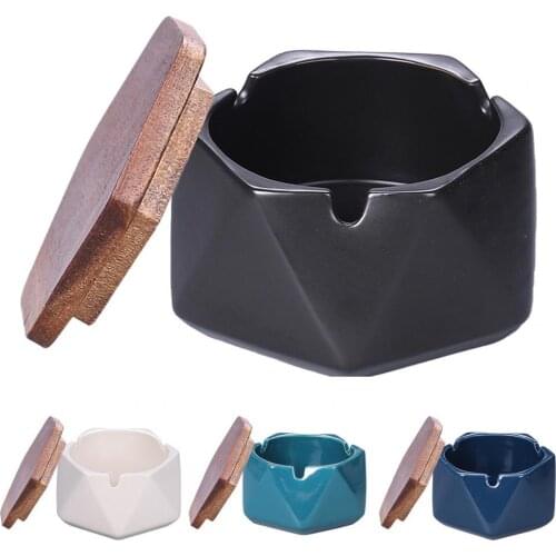 Hot Sales Ashtray Retro Multi-Function Ceramic Windproof Geometric Ash Tray for Home