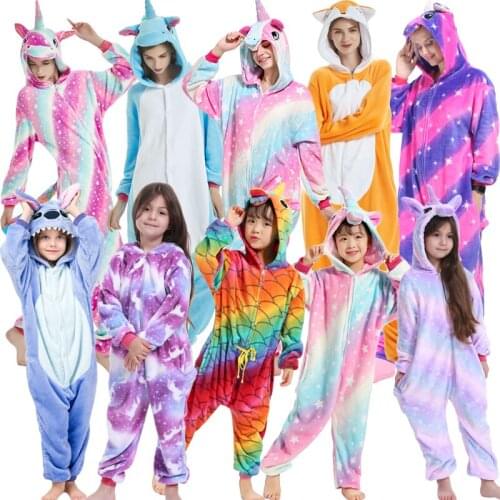 Animal Cat Onesie For Kids Pajama Sets Women Winter Cartoon One-Piece Onesies Adult Long Sleeve Anime Sleepwear Kigurumi Pijamas