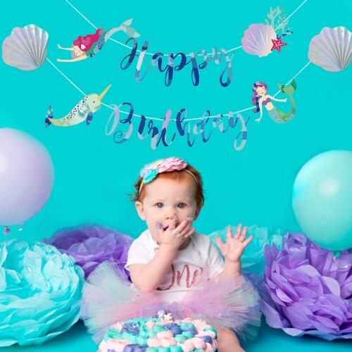 Mermaid Banner Balloons Mermaid Happy Birthday Party Decorations Little Mermaid Party Supplies Baby Shower Decor Wedding Deco