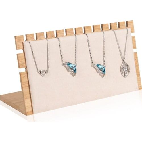 Necklace Stand Bamboo Boards Necklace Stand Jewelry Necklace Organizer Display Stand Showcase for Pendant Necklace