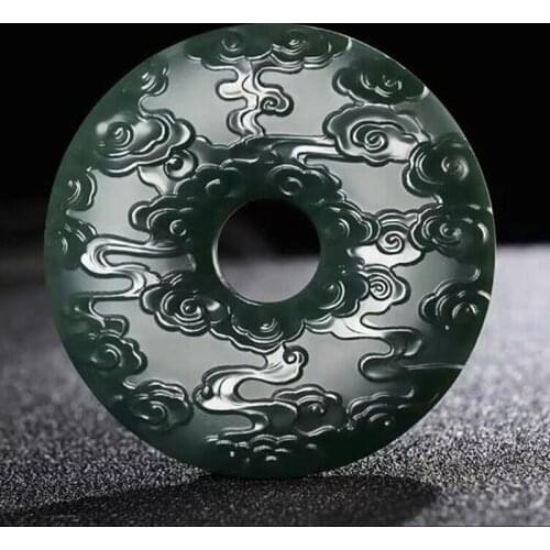 Natural Authentic Hetian Jade Sapphire Pendant Gift Round Necklace Brand Men Women Real Jewelry