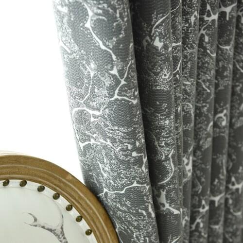 Simple Modern Industrial Style Gray Jacquard Curtains for Blackout Bedroom Study Floor Floating Curtains Customization