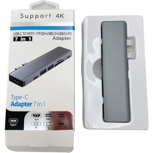 Portable USB 3.0 Hub Splitter USB Extender 7 Port USB Ultra Slim Data Hub Aluminum Alloy USB Docking Station Splitter