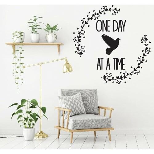 Living Room Quotes Art Wall Stickers Vinyl One Day At A Time Dove Pattern Family Gardening Wall Stickers Home Decor Mural Z470
