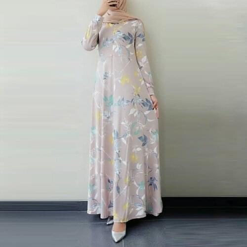 S-5XL Plus Size Muslim Fashion Dress Women Loose Boubou Spring New Floral Print Turkey Abaya Dubai Slam Ramadan Vestido Robe