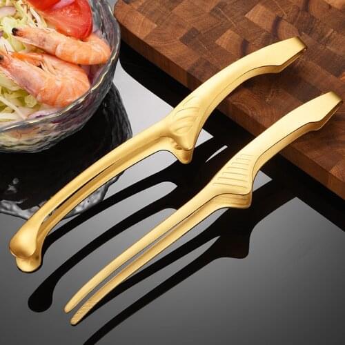 1pc 430 Stainless Steel Golden Food Tongs Japanese Barbecue Korean Barbecue Tongs Bbq Steak Tongs Kitchen Gadgets