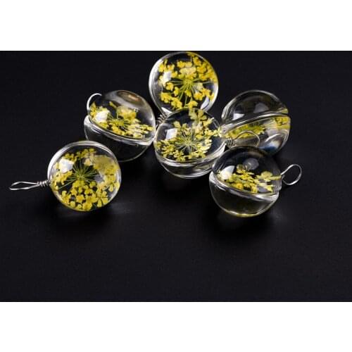 18# Iron Wire Glass Ball And Flowers handmade Not Wooden For DIY Earrings Bracelet Necklace Jewelry Making Beads #IZ319