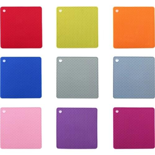 Nordic Square Silicone Honeycomb Placemat Stain Resistant Dining Table Placemat Tea Coffee Coaster Pad Mats Home Kitchen Gadgets