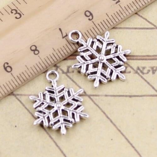 20pcs Charms Snow Snowflake 22x16mm Tibetan Silver Color Pendants Antique Jewelry Making DIY Handmade Craft Pendant