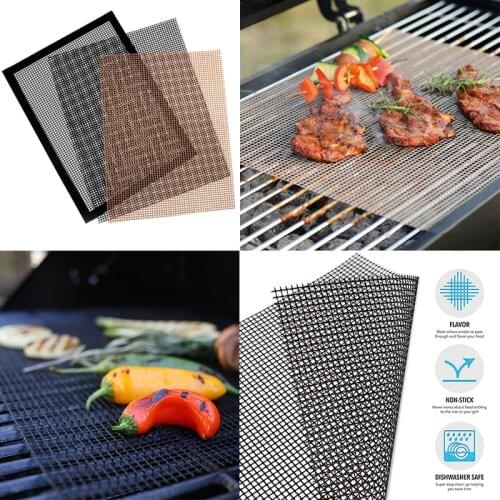40*30 Non-stick Barbecue Grill Mat Grid Shape Baking Liners Reusable Outdoor Picnic Grilling BBQ Fireplace Tools Wire Metal Net