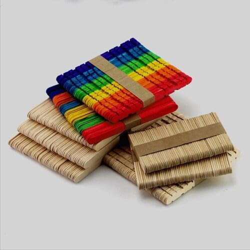 50Pcs Burlywood Ice-lolly Stick Natural Wooden Ice Cream Sticks Kids Hand Craft Making Ice Cream DIY Popsicle Sticks
