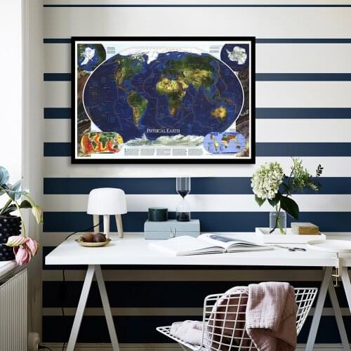 90*60cm Map of The World 1998 Wall Art Posters and Prints Canvas Painting School Supplies Office Home Decoration